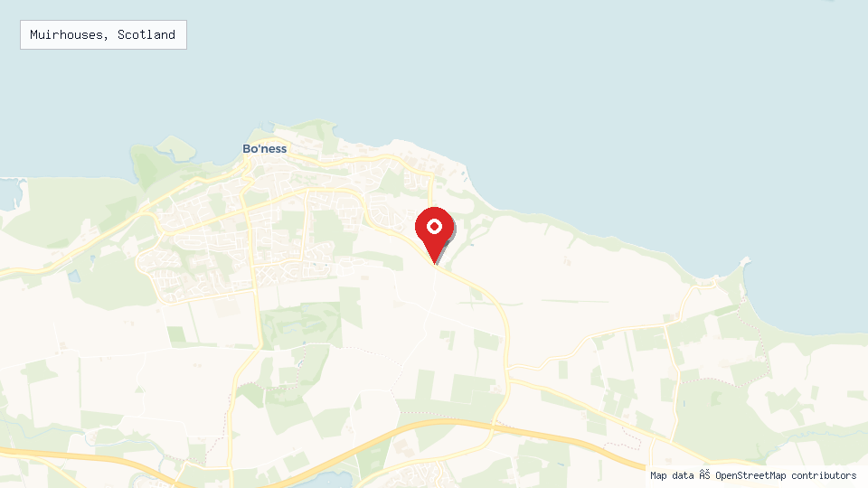 Street map of Muirhouses, Scotland with location pin