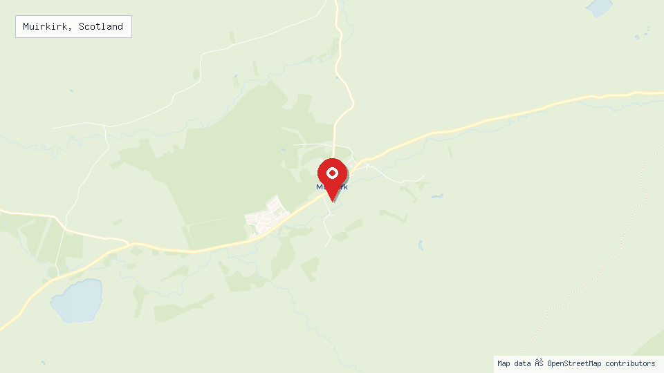 Street map of Muirkirk, Scotland with location pin
