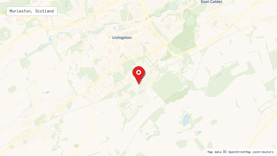 Street map of Murieston, Scotland with location pin
