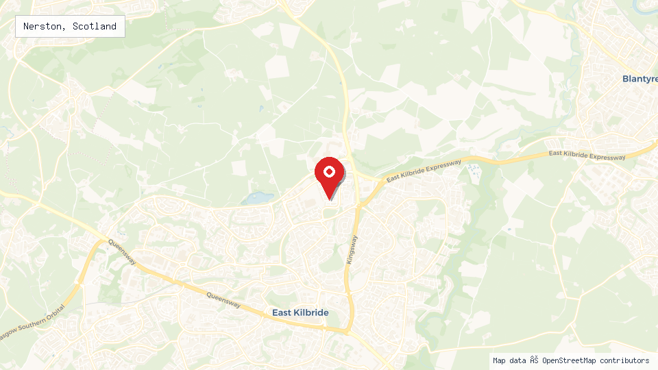 Street map of Nerston, Scotland with location pin