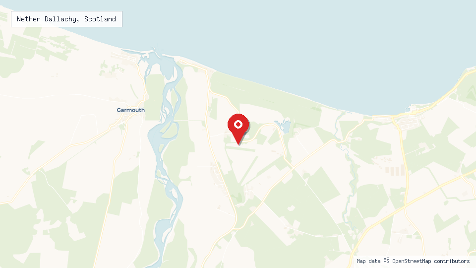 Street map of Nether Dallachy, Scotland with location pin