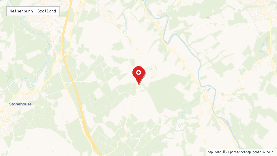 Street map of Netherburn, Scotland with location pin