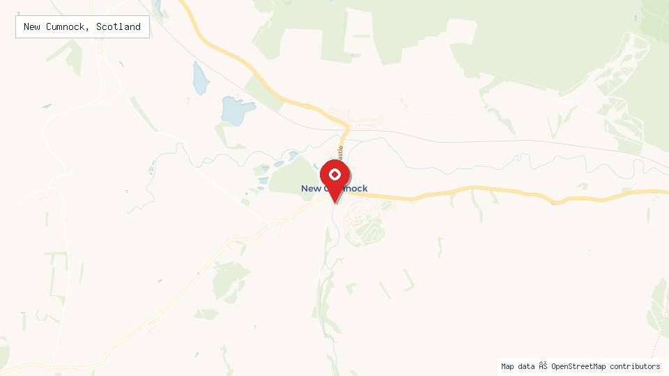 Street map of New Cumnock, Scotland with location pin