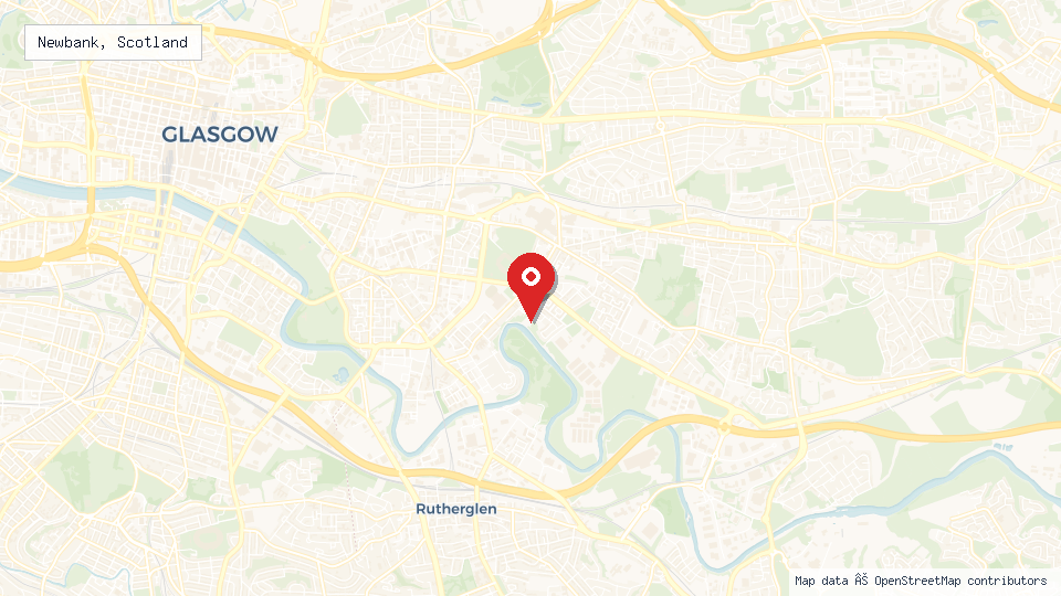 Street map of Newbank, Scotland with location pin