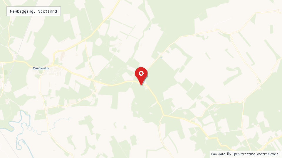 Street map of Newbigging, Scotland with location pin