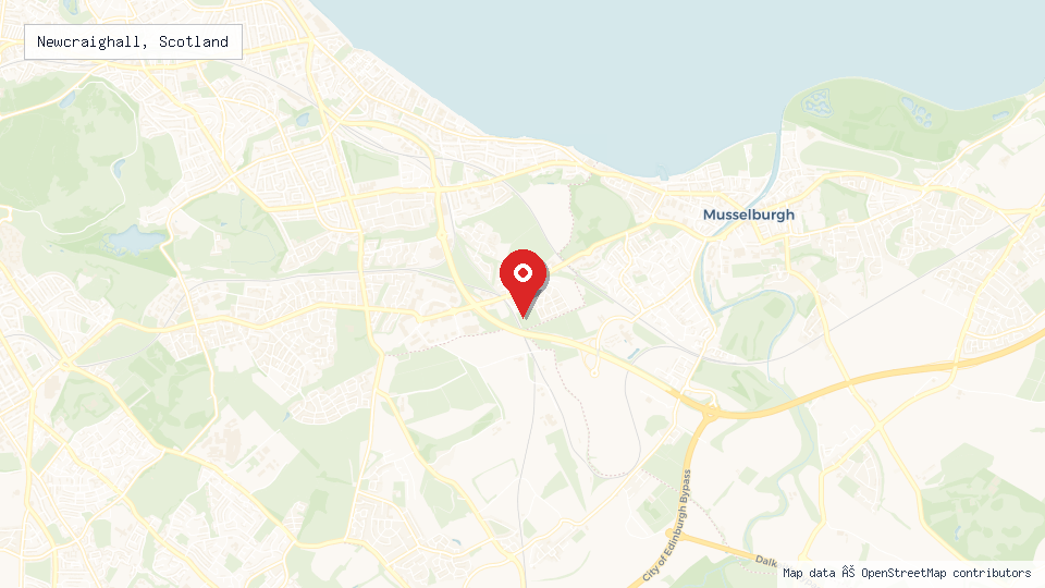 Street map of Newcraighall, Scotland with location pin