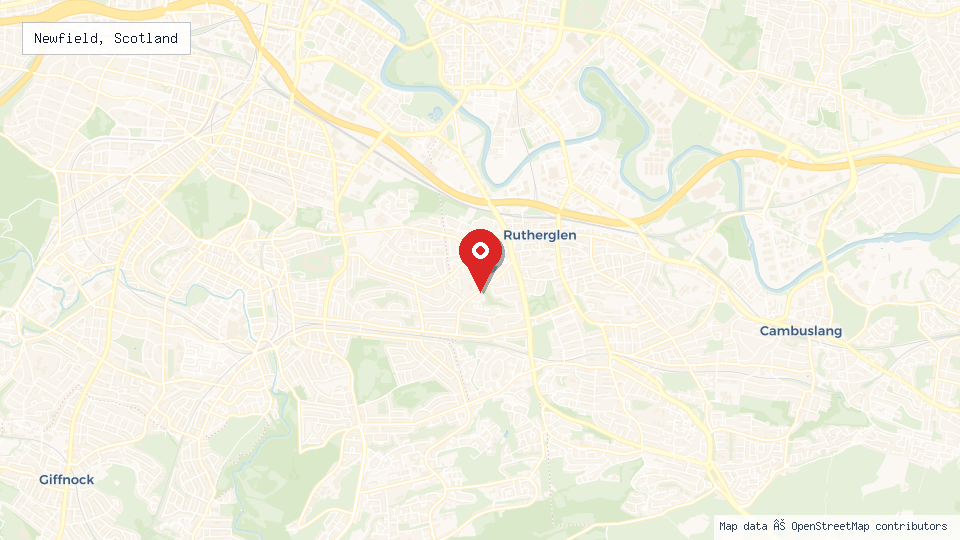 Street map of Newfield, Scotland with location pin