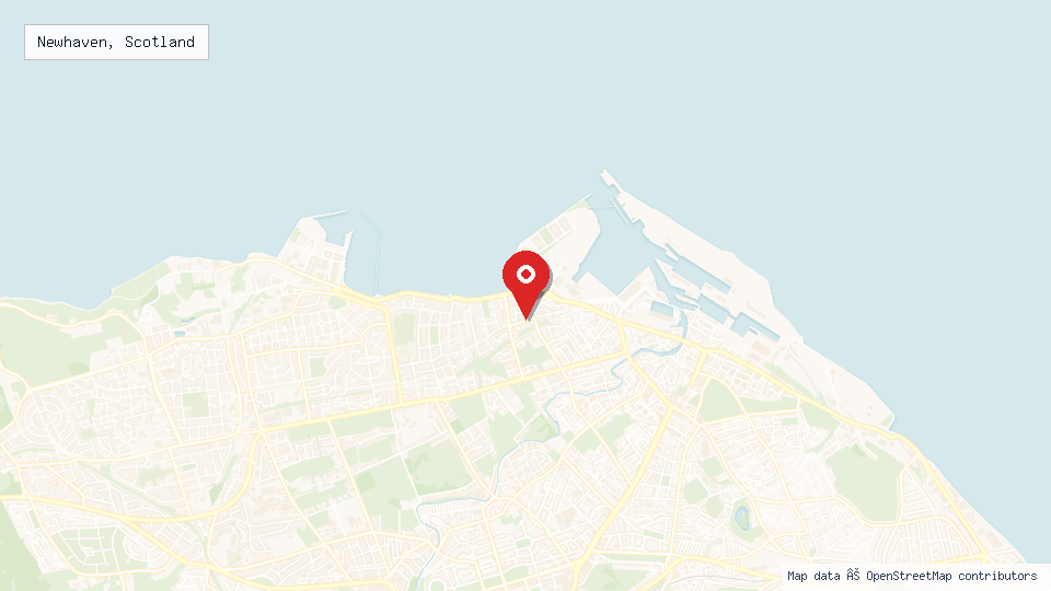 Street map of Newhaven, Scotland with location pin