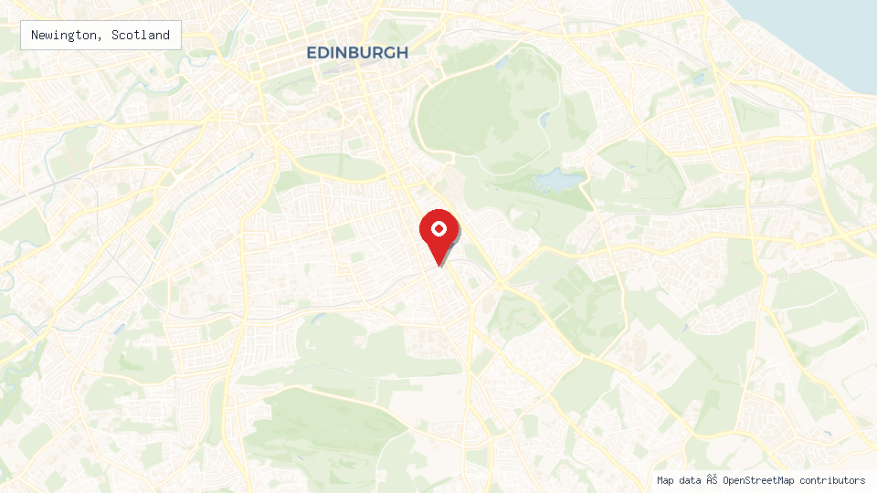 Street map of Newington, Scotland with location pin