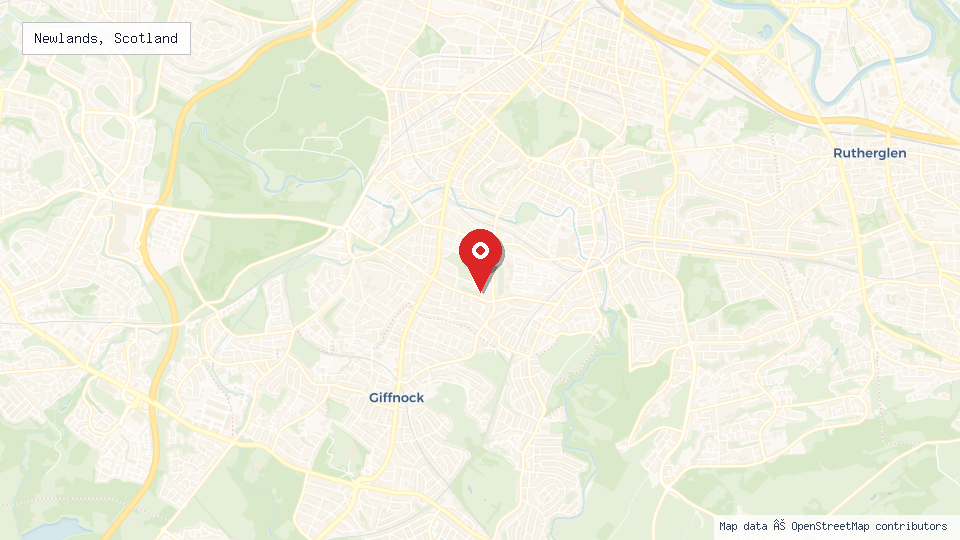 Street map of Newlands, Scotland with location pin