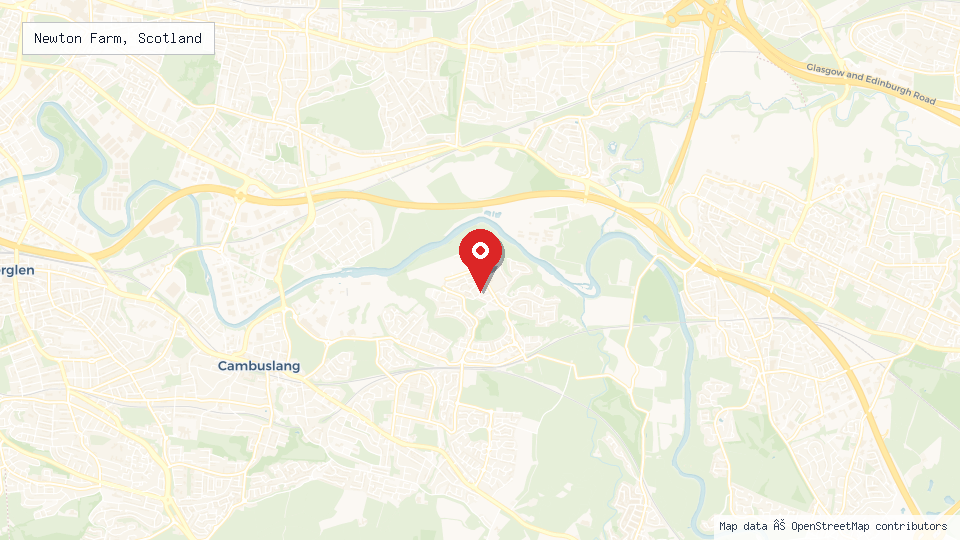 Street map of Newton Farm, Scotland with location pin