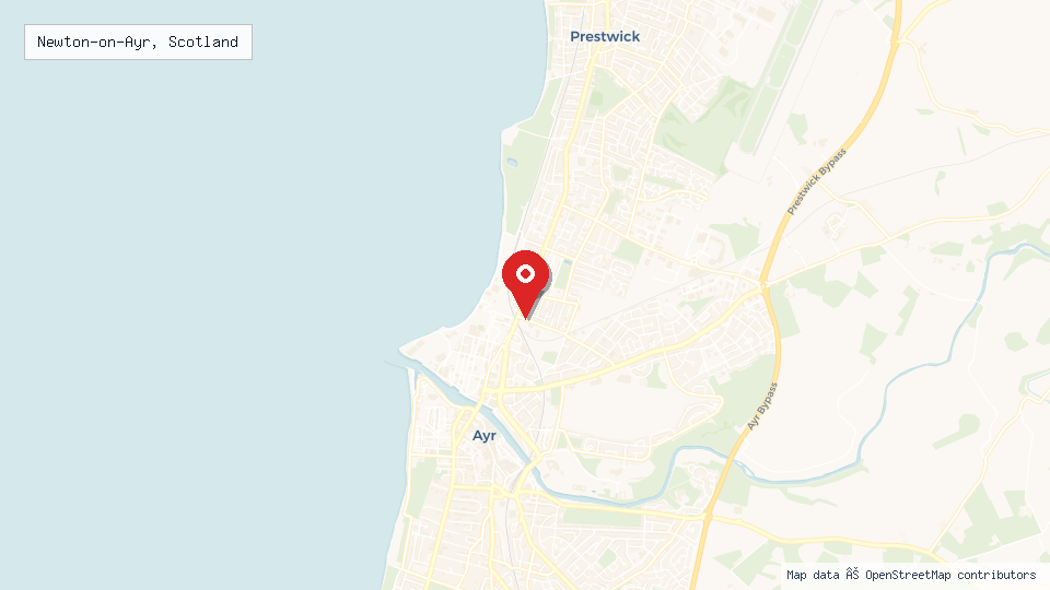 Street map of Newton-on-Ayr, Scotland with location pin