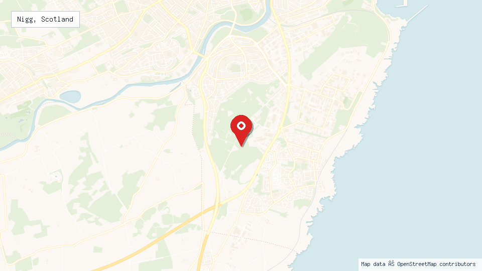 Street map of Nigg, Scotland with location pin