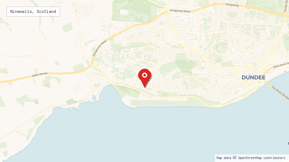 Street map of Ninewells, Scotland with location pin