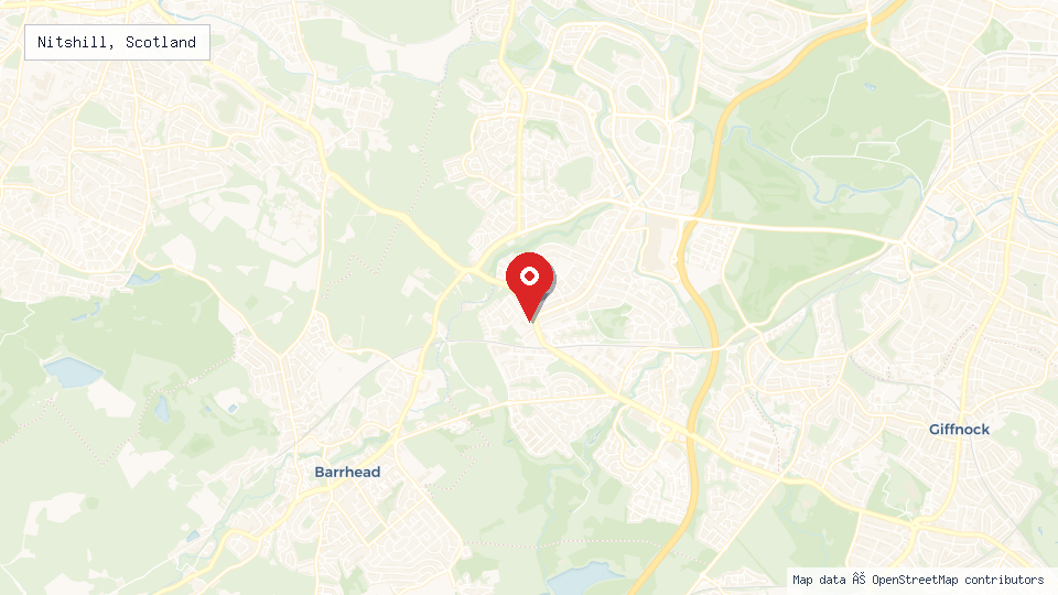 Street map of Nitshill, Scotland with location pin