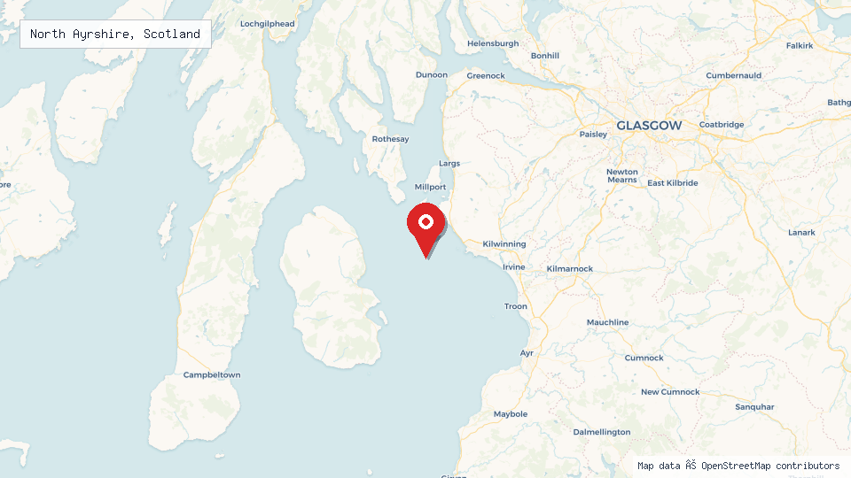Street map of North Ayrshire, Scotland with location pin