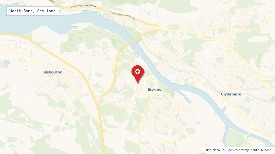 Street map of North Barr, Scotland with location pin