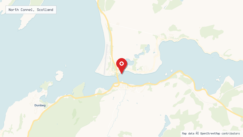 Street map of North Connel, Scotland with location pin