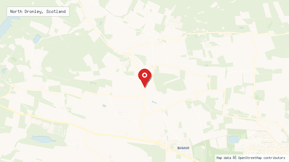 Street map of North Dronley, Scotland with location pin