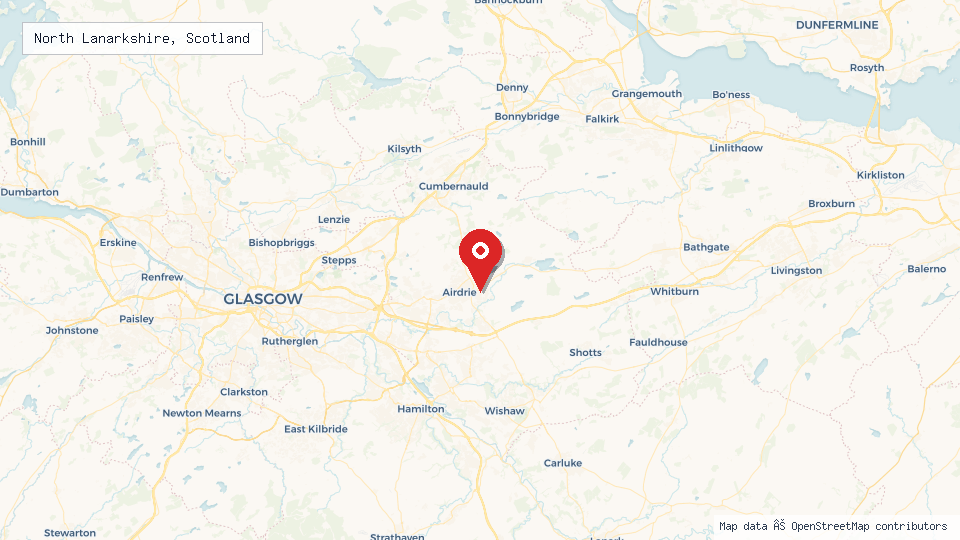 Street map of North Lanarkshire, Scotland with location pin