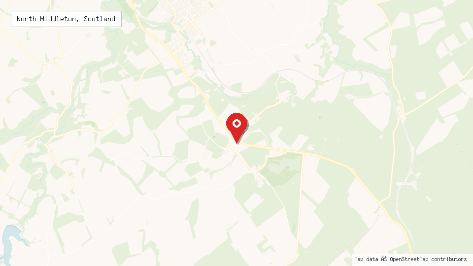 Street map of North Middleton, Scotland with location pin