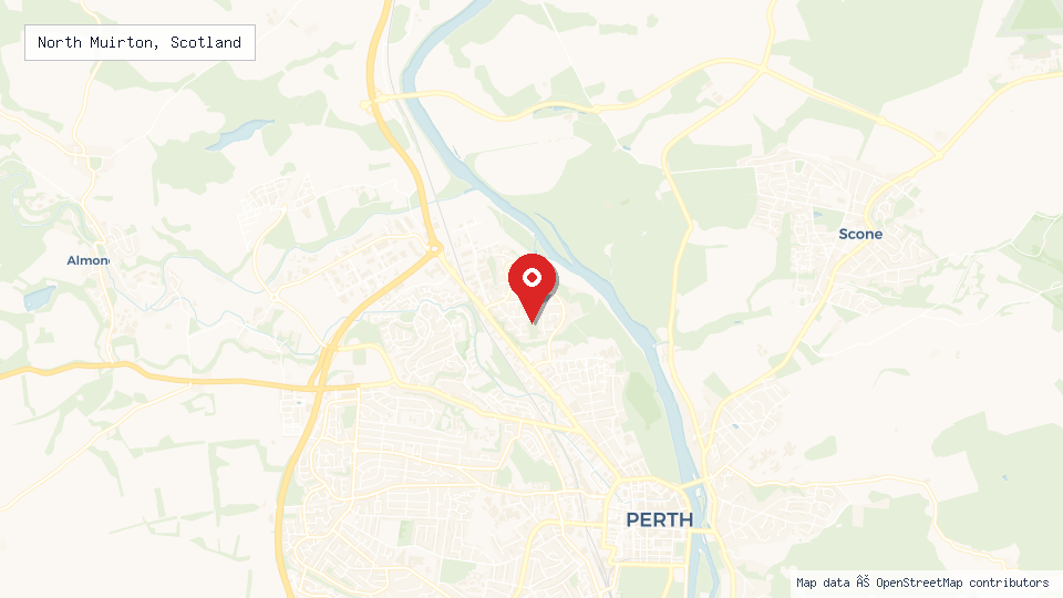 Street map of North Muirton, Scotland with location pin