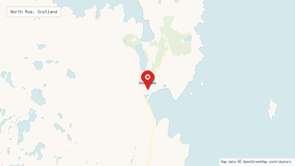 Street map of North Roe, Scotland with location pin