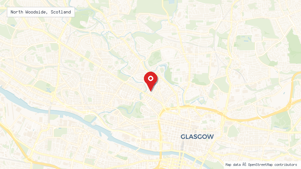 Street map of North Woodside, Scotland with location pin