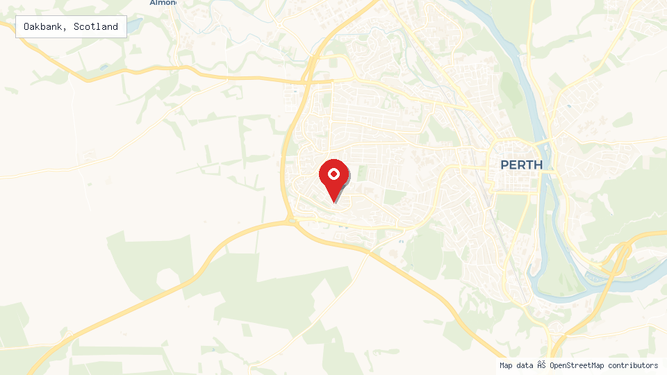 Street map of Oakbank, Scotland with location pin