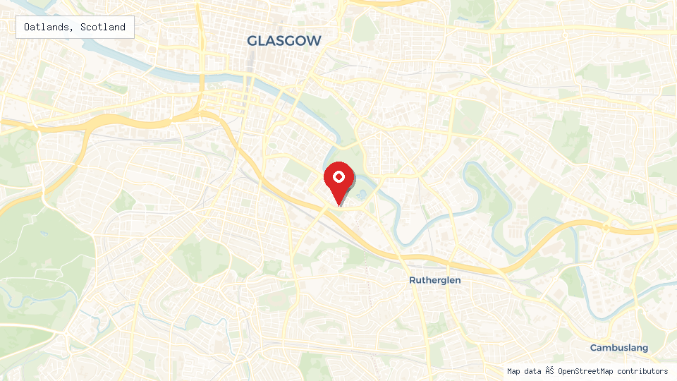Street map of Oatlands, Scotland with location pin
