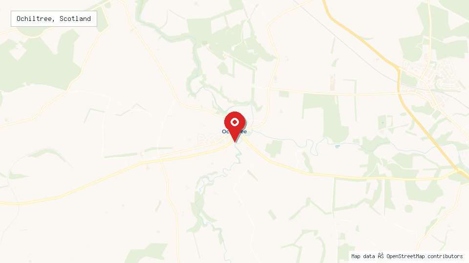Street map of Ochiltree, Scotland with location pin