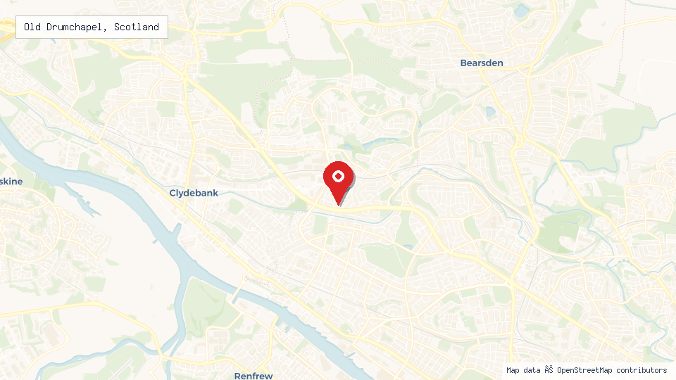 Street map of Old Drumchapel, Scotland with location pin