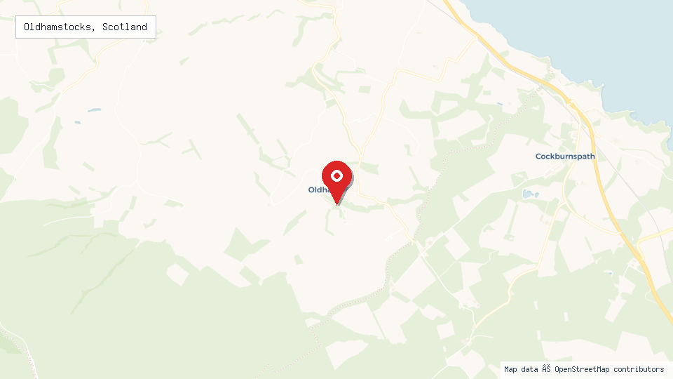 Street map of Oldhamstocks, Scotland with location pin