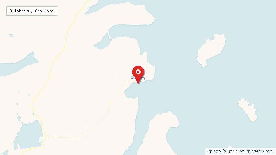 Street map of Ollaberry, Scotland with location pin