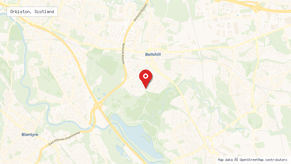 Street map of Orbiston, Scotland with location pin