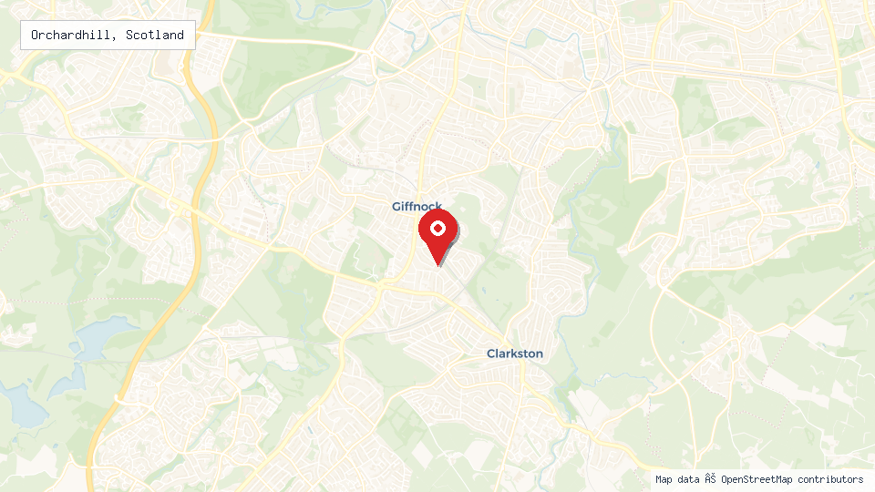 Street map of Orchardhill, Scotland with location pin