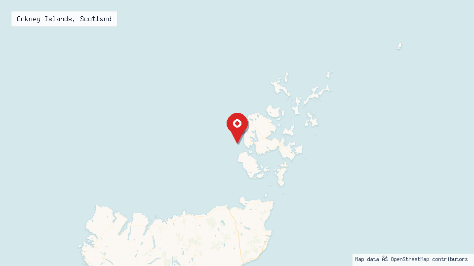 Street map of Orkney Islands, Scotland with location pin