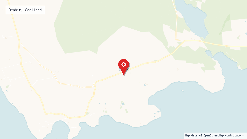 Street map of Orphir, Scotland with location pin
