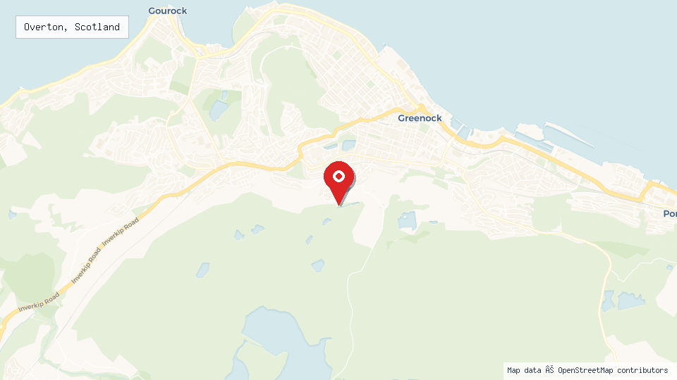 Street map of Overton, Scotland with location pin