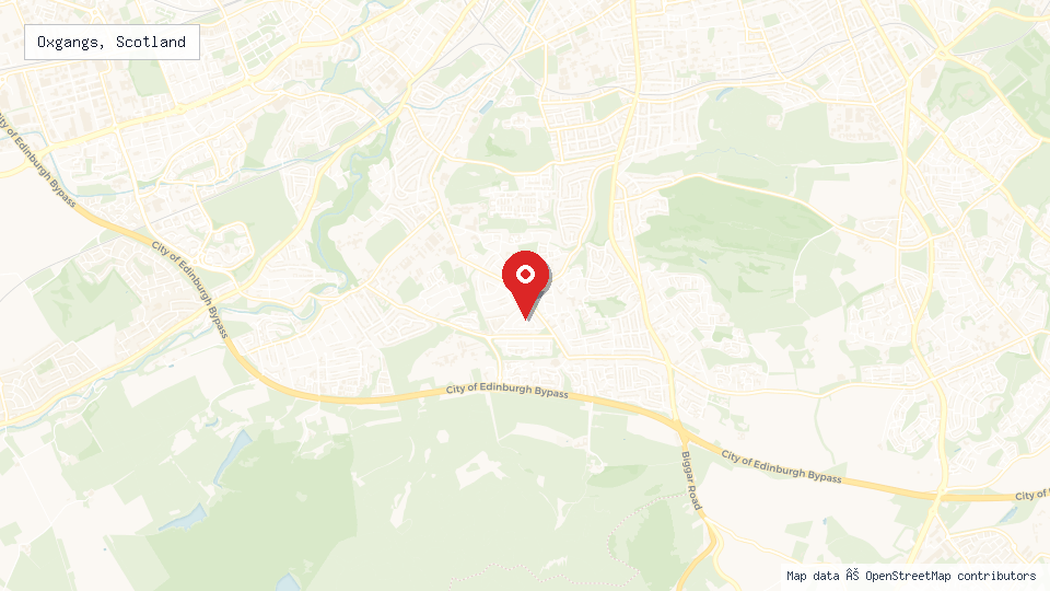 Street map of Oxgangs, Scotland with location pin