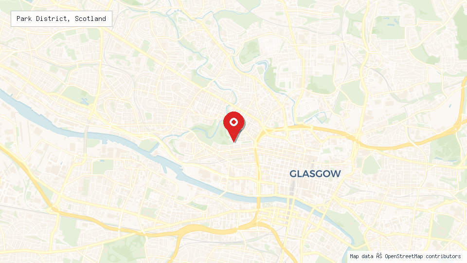 Street map of Park District, Scotland with location pin