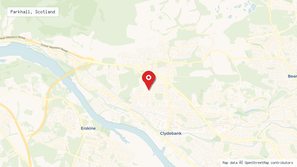 Street map of Parkhall, Scotland with location pin
