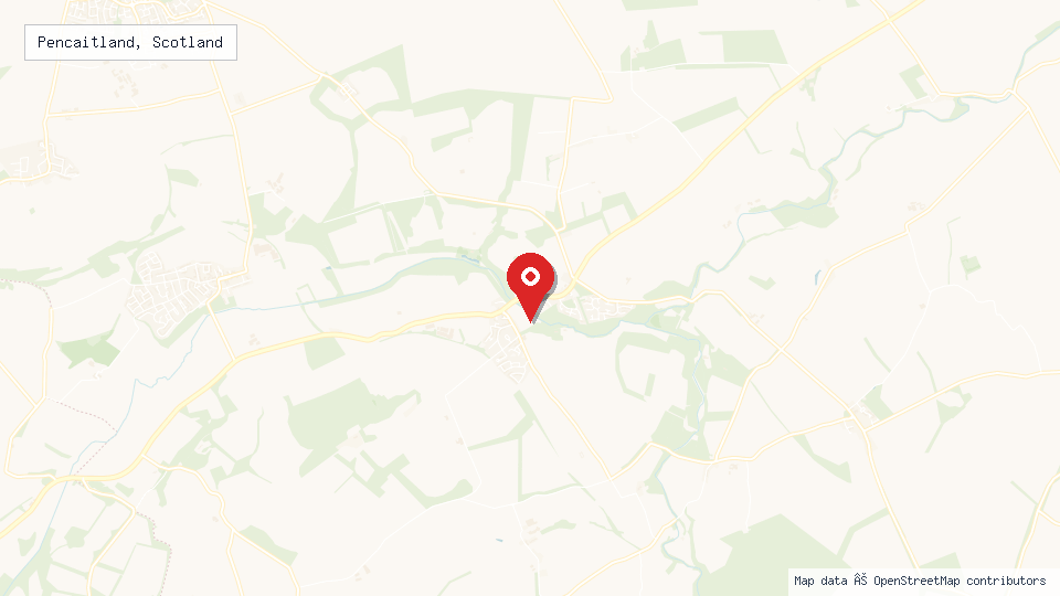 Street map of Pencaitland, Scotland with location pin