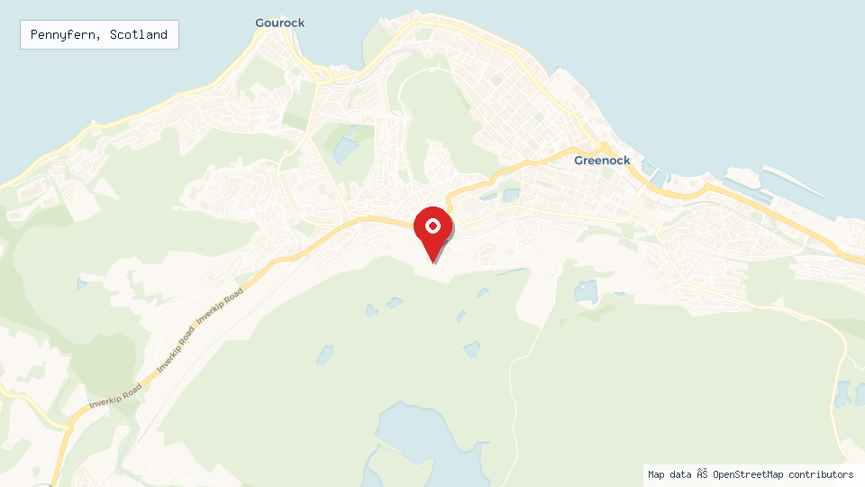 Street map of Pennyfern, Scotland with location pin