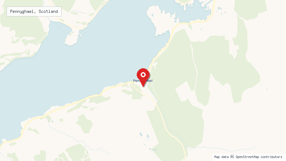 Street map of Pennyghael, Scotland with location pin