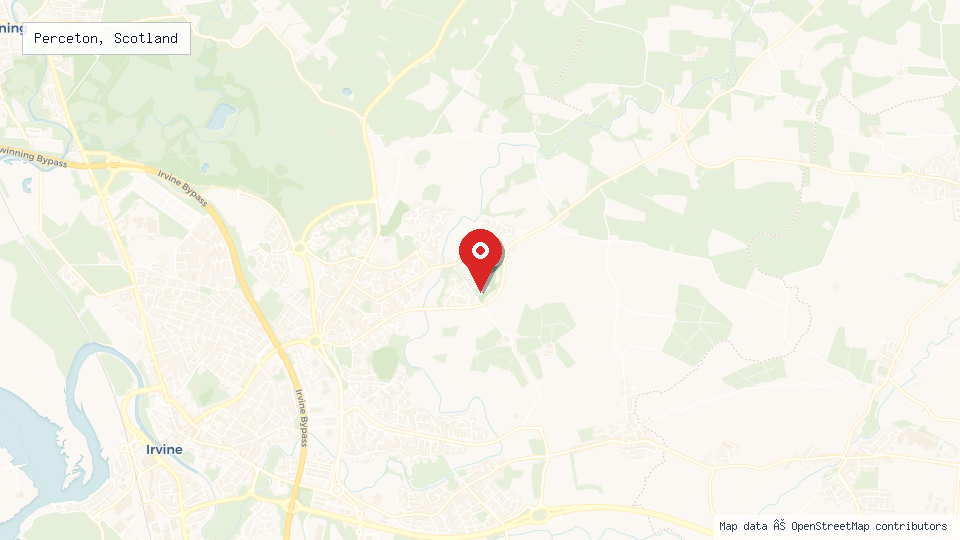 Street map of Perceton, Scotland with location pin