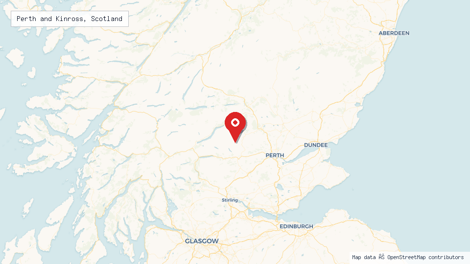 Street map of Perth and Kinross, Scotland with location pin