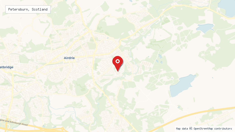Street map of Petersburn, Scotland with location pin