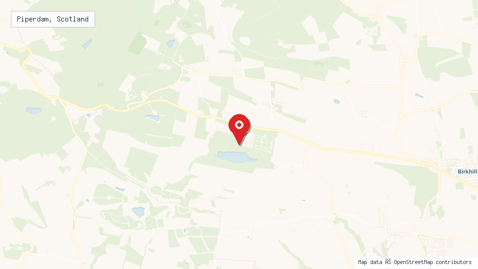 Street map of Piperdam, Scotland with location pin