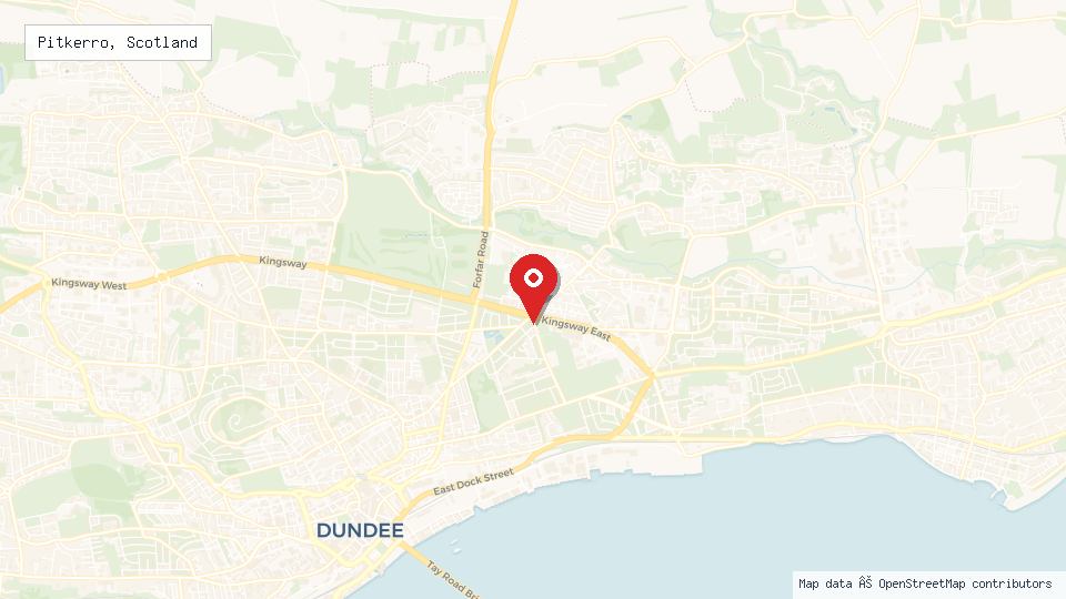 Street map of Pitkerro, Scotland with location pin